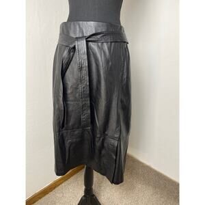 NWOT Cato Women's Preppy Chic Leather Belted Romantic Maxi Skirt Black 26/28W